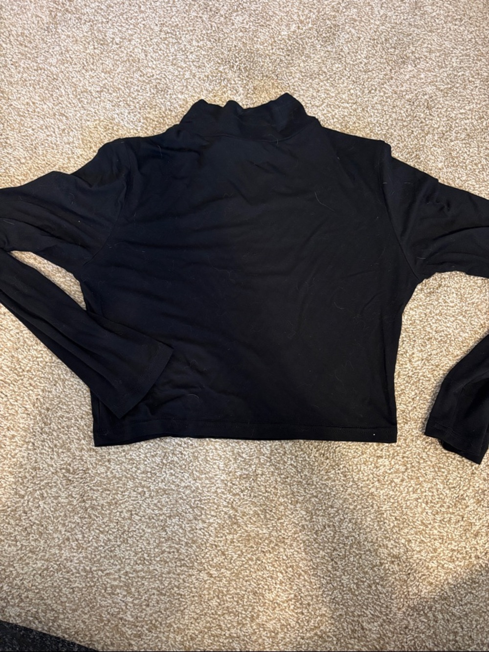 Women's Black Long-Sleeve Mock Neck Top